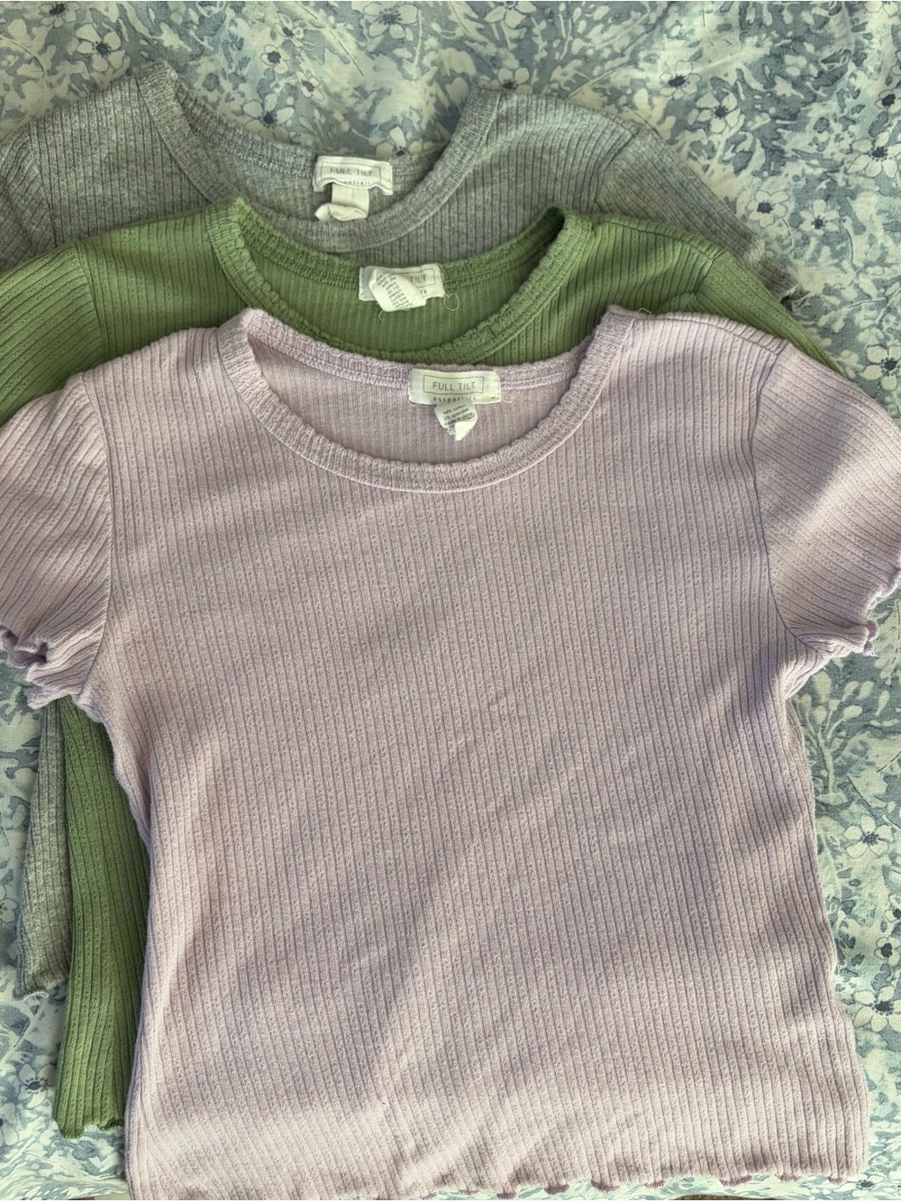 Full Tilt Girls Lavender Ribbed Short Sleeve Tee